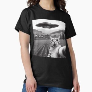 Cat Selfie With Alien UFO Funny Cat Gifts For Men Women