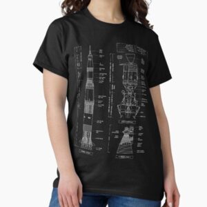Saturn V / Apollo Crewed Lunar Expedition (White Stencil - No Background. Vertical)