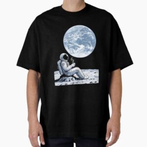 Astronaut Drinking Coffee on the Moon, Earth View Space Lover, Cosmic Coffee